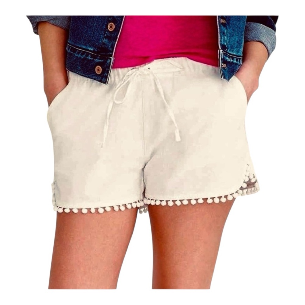 J.Crew Pom-Pom linen Shorts White M